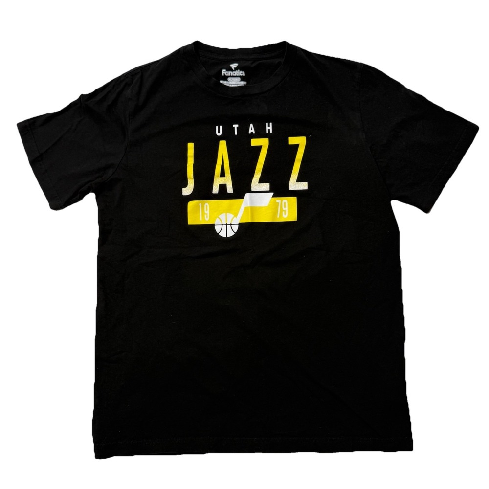 Fanatics NBA Utah Jazz T-shirt Mens Size XL Black 1979 Yellow Basketball Logo